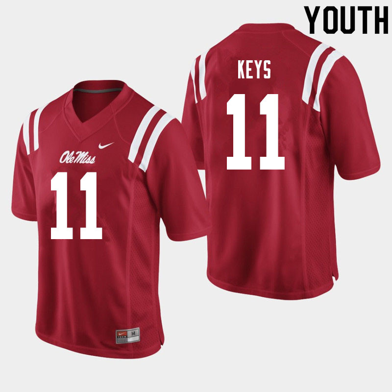 Austin Keys Ole Miss Rebels NCAA Youth Red #11 Stitched Limited College Football Jersey ALF0458DQ